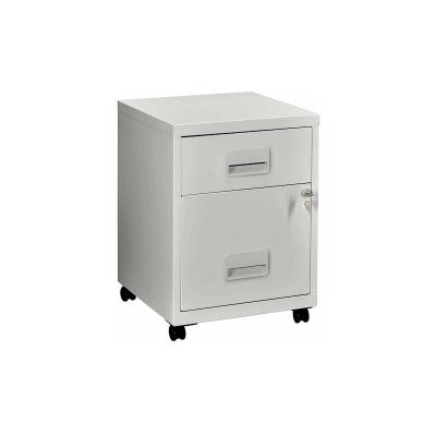 VINCO Armoire de stockage verticale mobile 2 tiroirs gris