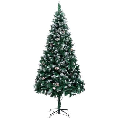 Vidaxl sapin de no&euml;l avec pommes de pin et neige blanche 210 cm 321017