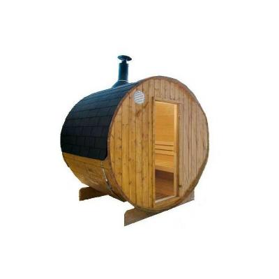 DESINEO Sauna ext&eacute;rieur Harvia type tonneau avec po&ecirc;le &agrave; bois 180 cm (L) x 220 cm (diam&egrave;tre)
