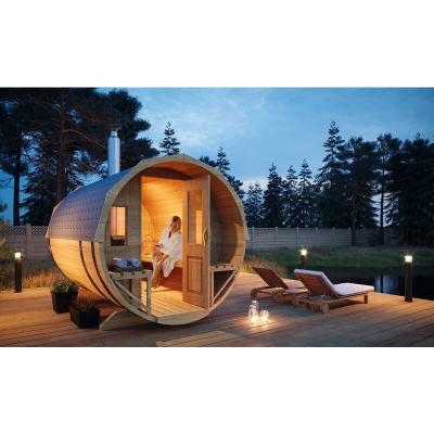 FINNTHERM  - Sauna tonneau Sam Naturel , 40 mm &Eacute;paisseur de paroi 220 x 280 cm