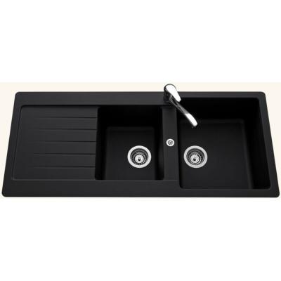 SCHOCK Evier granit noir  ledis 2 bacs 1 &eacute;gouttoir 