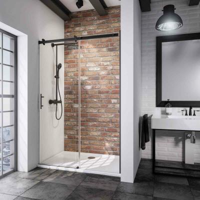 SCHULTE  - Porte de douche coulissante, verre 6 mm anticalcaire, style atelier industriel, profil&eacute; noir, Newstyle 160 x 200 cm