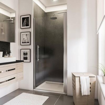 SCHULTE Porte de douche pivotante en niche  NewStyle profil&eacute; aspect chrom&eacute; l.100 x H.192 cm