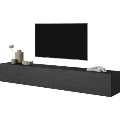 SELSEY  BISIRA Meuble TV, Melamine, fr&ecirc;ne Noir, 200 cm