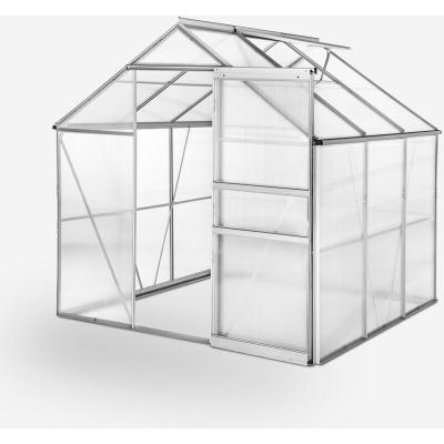 SOANA GARDEN SHED Serre de jardin en aluminium et polycarbonate avec porte-fen&ecirc;tre 183x185x205 cm Vanilla