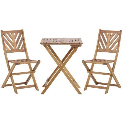 BELIANI Ensemble de jardin table et 2 chaises pliantes en bois d'acacia clair