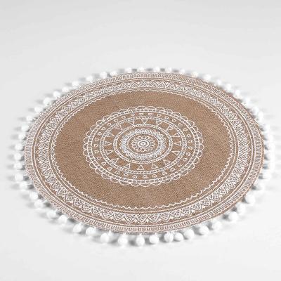 DOUCEUR D INTERIEUR Lot de 4 sets de table avec pompons - D 38 cm - Renata - Blanc