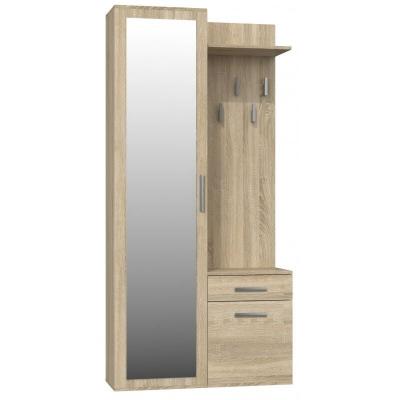 SHEILA - Vestiaire avec miroir entr&eacute;e - Armoire + porte-manteau Sonoma