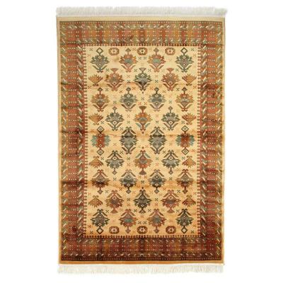 THEDECOFACTORY Shirvan - tapis en viscove motifs orientaux marron clair 140x180