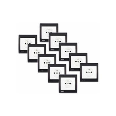 SIEMENS  - Lot de 10 Prise 2P+T Blanc Delta Iris + Plaque Anthracite