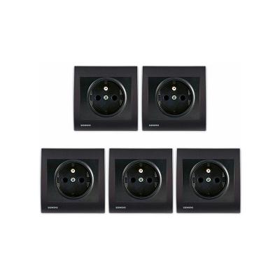 SIEMENS Lot de 5 Prise 2P+T Anthracite Delta Iris + Plaque Anthracite-