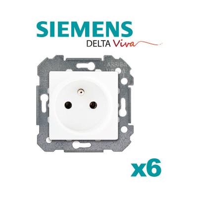 SIEMENS Lot de 6 Prises 2P+T blanc  delta viva  