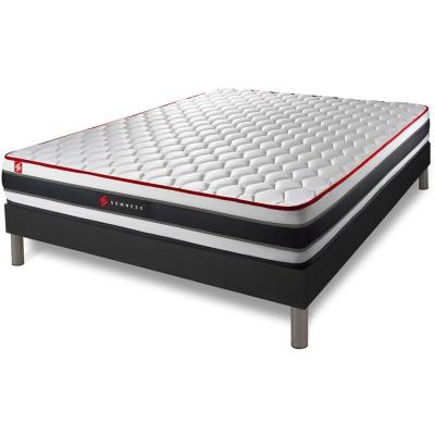 SOMNESS Ensemble matelas sommier Energy 140 x 200 cm - Couleur : Noir - Noir