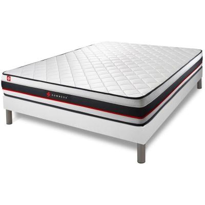 SOMNESS Ensemble sommier + matelas FORM 160x200 160 x 200 cm Blanc