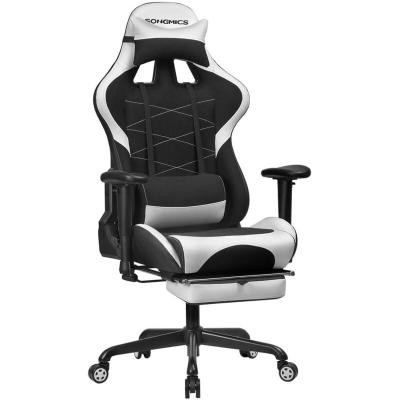 SONGMICS  Fauteuil gamer avec repose-pieds, Noir et Blanc