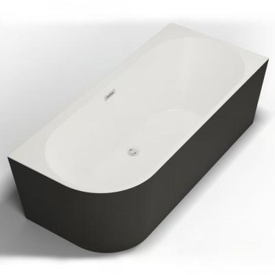 Baignoire semi-&icirc;lot murale capri noire mate droite 170x76cm, by spalina