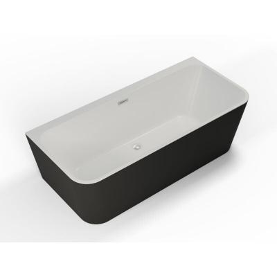 Baignoire semi-&icirc;lot murale mint noire mate 170, 170x81cm, by spalina