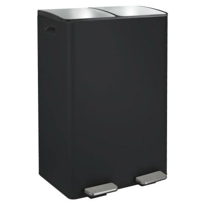 MSV Spirella Poubelle &agrave; p&eacute;dale Tri S&eacute;lectif Acier ALIYA 60L (2x30L) Noir Mat