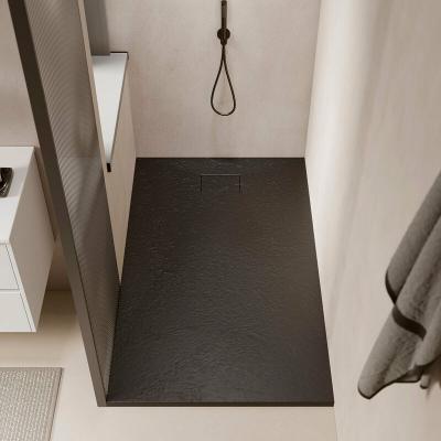 STANO Receveur de douche 80 x 160 cm extra plat PIATTO en SoliCast&reg; surface ardois&eacute;e noir