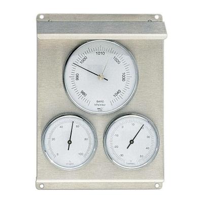 Station Météo Analogique Inox – Baromètre, Thermomètre, Hygromètre – Blanc
