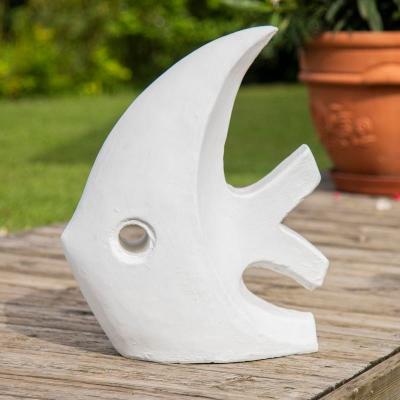 WANDA COLLECTION Statue design de jardin poisson petit mod&egrave;le blanc 50cm 21111