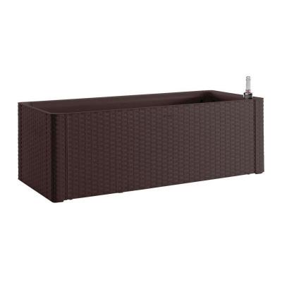 STEFANPLAST Bac a fleurs rectangulaire Natural Delux - 100x43xH33cm - 90 + 6,5L dans la r&eacute;serve - Moka