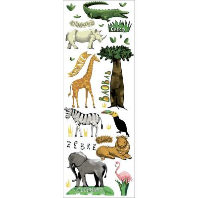 PLAGE Sticker Autocollant D&eacute;co Chambre Enfant, Animaux Jungle & Roi Savane, 68x24cm, D&eacute;coration Murale, D&eacute;co Murale Enfant, Animaux Jungle Roi Savane. 