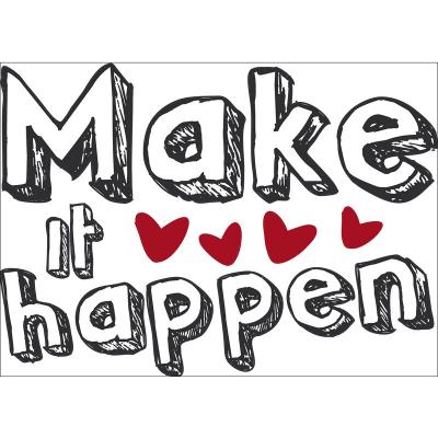 PLAGE D&eacute;corations murales adh&eacute;sives 48*68 Phrase Make It Happen, Polyvinyle, Multicolore, 48 x 0.1 x 68 cm