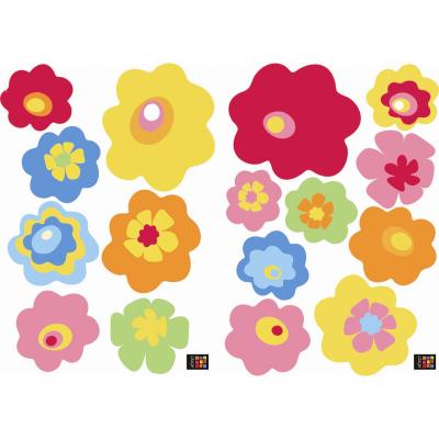PLAGE Sticker mural autocollant d&eacute;coratif 2 pi&egrave;ces, 11 cm X 11 cm - Fleurs color&eacute;es pour d&eacute;coration int&eacute;rieure, chambre, salon, cuisine. 