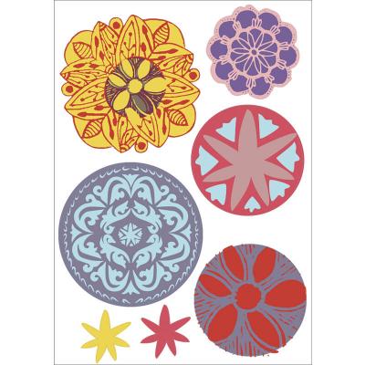 PLAGE Sticker d&eacute;coratif autocollant, ronds stylis&eacute;s fleurs, 21 cm X 29,7 cm