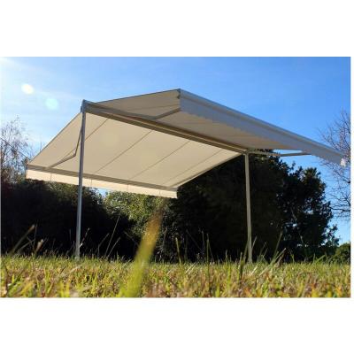 OMBRAZUR Store double pente GARDEN Blanc 5mx3mx2 Manuel - Toile Ecrue 