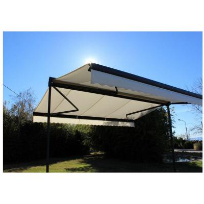 OMBRAZUR Store double pente GARDEN Gris Anthracite 5mx3mx2 Motoris&eacute; &agrave;&nbsp; t&eacute;l&eacute;commande - Toile Ecrue 