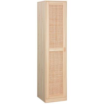 Armoire dressing cannage et effet bois. Garde-robe 1 porte. 5 &eacute;tag&egrave;res 