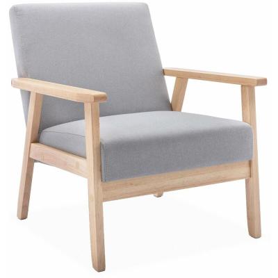 SWEEEK Fauteuil scandinave en bois et tissu gris clair Isak L 64 x P 695 x H 73cm