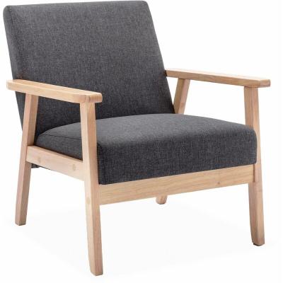 SWEEEK Fauteuil scandinave en bois et tissu gris fonc&eacute; Isak L 64 x P 695 x H 73cm