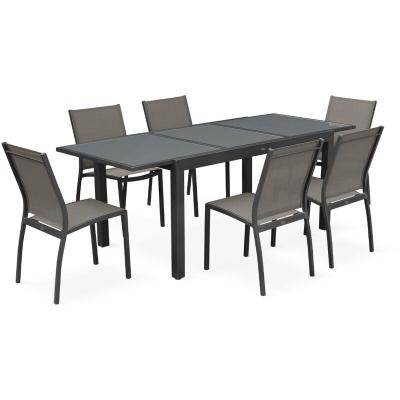 SWEEEK Salon De Jardin Table Extensible - Orlando Gris Taupe - Table En Aluminium 150/210 Cm. Plateau De