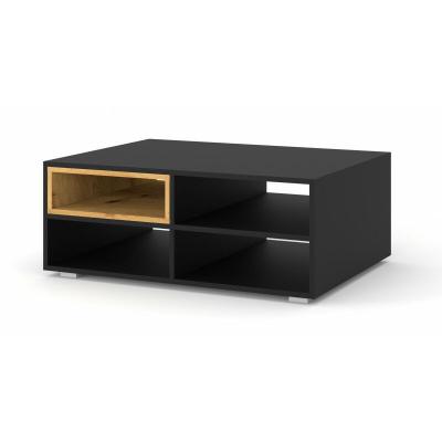 BIM Furniture Table basse Anette M 94x70 cm noir mat / ch&ecirc;ne artisan