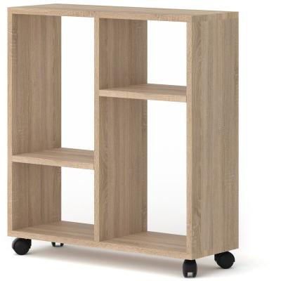 Table basse TRASCO 2 organiseur &agrave; roulettes 60 cm ch&ecirc;ne sonoma