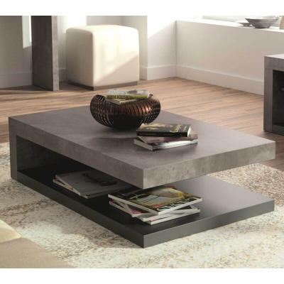 TEMAHOME Table basse effet bois b&eacute;ton et noir