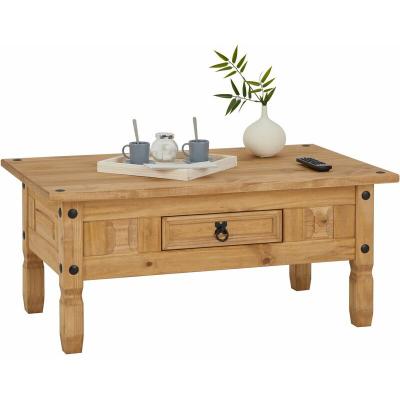 Table basse en pin SALSA style mexicain, avec 1 tiroir 
