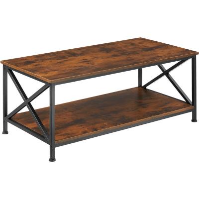 Tectake Table basse PITTSBURGH 100x55x45,5cm - bois fonc&eacute; industriel