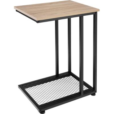 Table d'appoint ETON 48x35x66cm - Bois clair industriel, Ch&ecirc;ne Sonoma