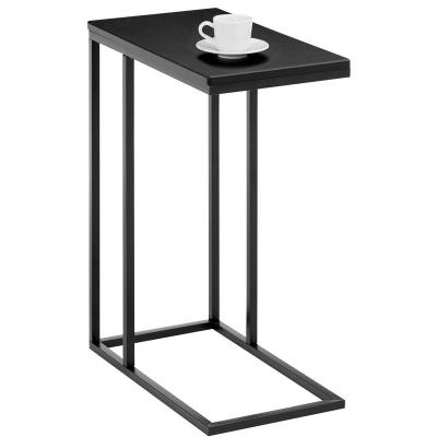 Table d'appoint rectangulaire DEBORA, en m&eacute;tal noir et d&eacute;cor noir mat