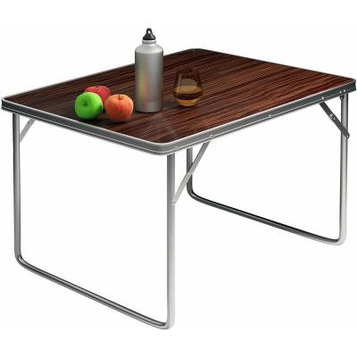 NO BRAND Table camping en aluminium Design Bois 80x60x70cm pliable