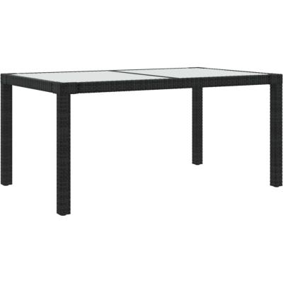 VIDAXL Table de jardin 150x90x75cm Verre tremp&eacute; et r&eacute;sine tress&eacute;e Noir