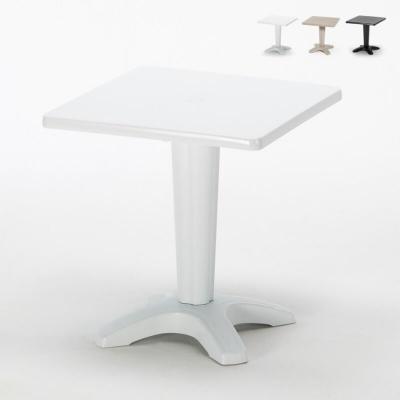 GRAND SOLEIL Table de Jardin bar  Zavor caf&eacute; bar ext&eacute;rieur carr&eacute; polypropyl&egrave;ne 70x70, Couleur: Blanc