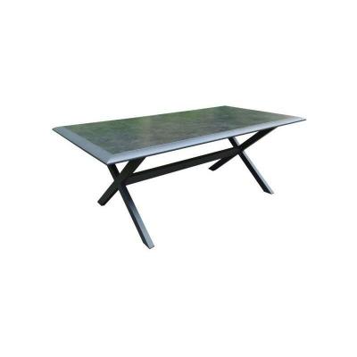 PROLOISIRS Table de jardin Ceram en aluminium/c&eacute;ramique - 194 x 104 x 74 cm - graphite