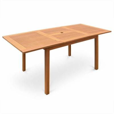 SWEEEK Table de jardin en bois Almeria 120-180cm rectangulaire avec allonge eucalyptus FSC