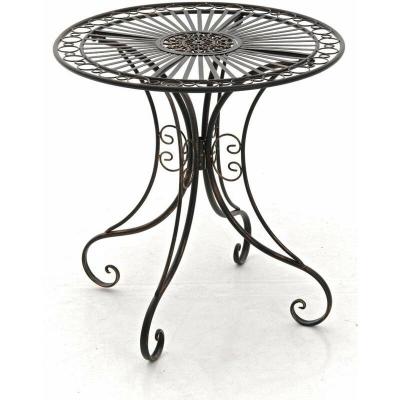 DECOSHOP26 Table de jardin en fer forg&eacute; diam&egrave;tre &Oslash; 70 cm bronze vieilli MDJ10050