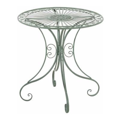 DECOSHOP26 Table de jardin en fer forg&eacute; diam&egrave;tre &oslash; 70 cm vert vieilli mdj10053